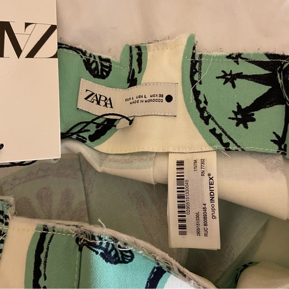 NWT Zara Green and Off White Pleated Skirt Large - Picture 12 of 12